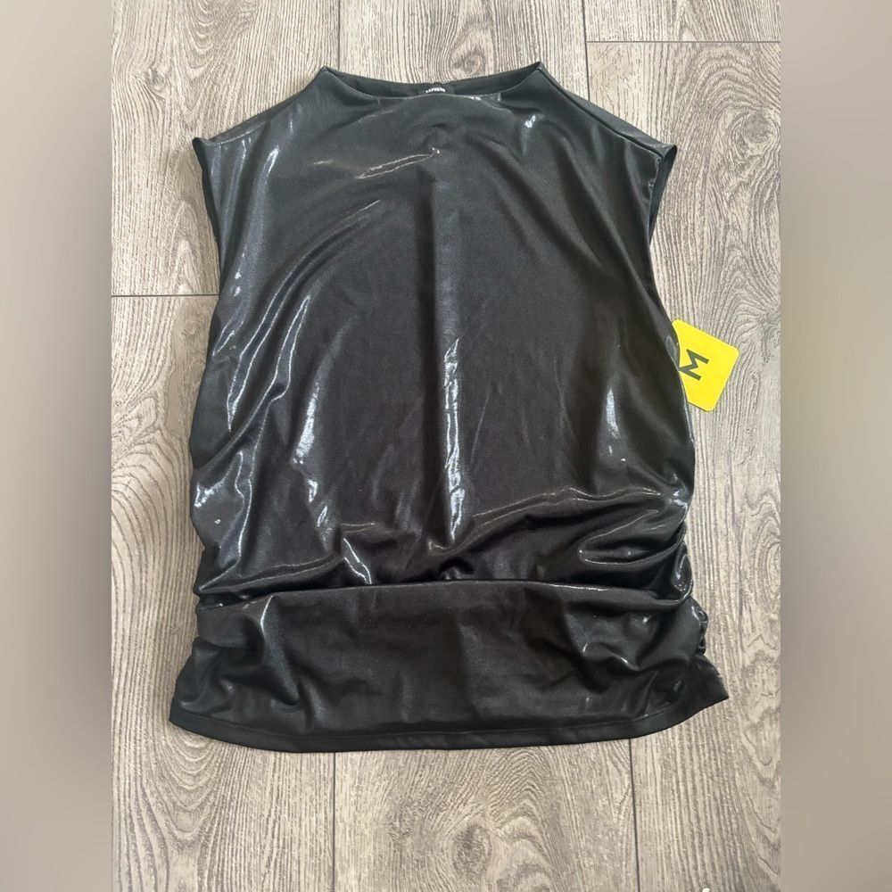 Express Shiny Black Tank Top